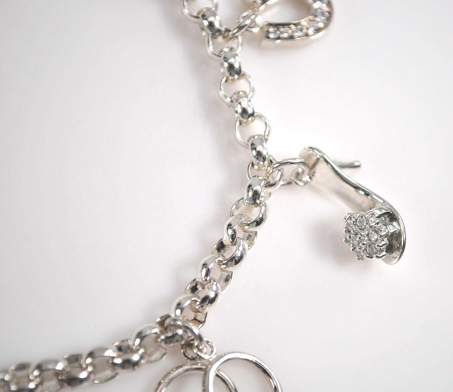 Sparkly Sterling Silver Ladybug Purse Locket Charm Bracelet