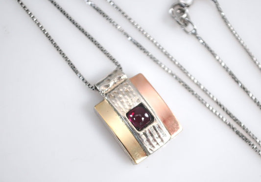 Handmade 925 14K Gold Amethyst Slider Pendant Necklace