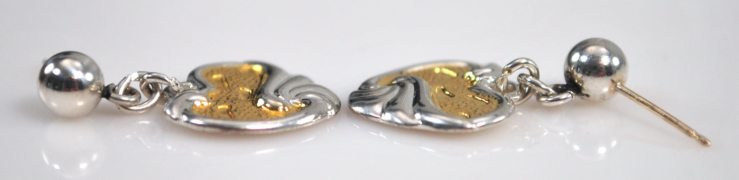 Gorham Sterling Silver Footprints in the Sand Heart Earrings