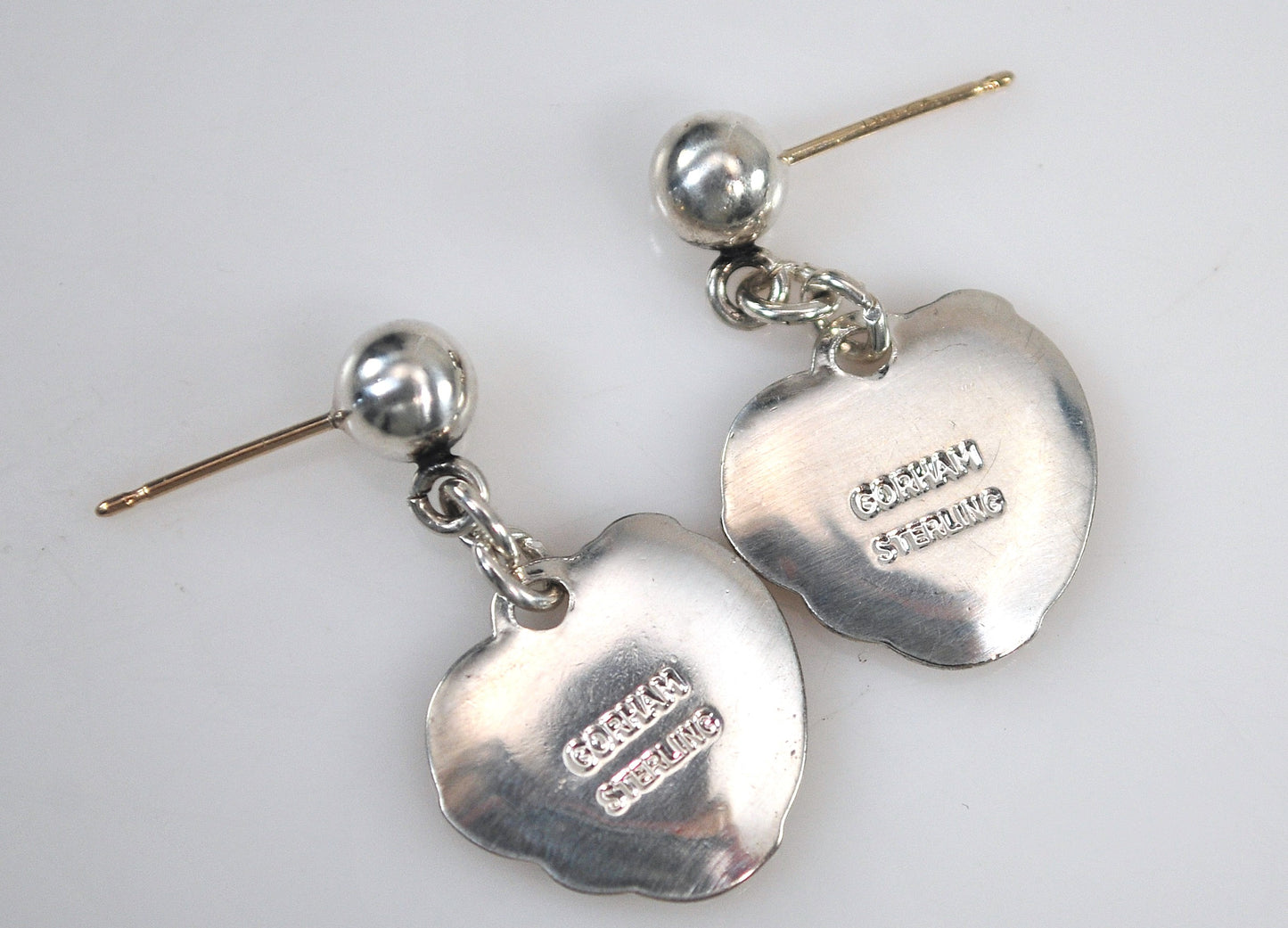 Gorham Sterling Silver Footprints in the Sand Heart Earrings