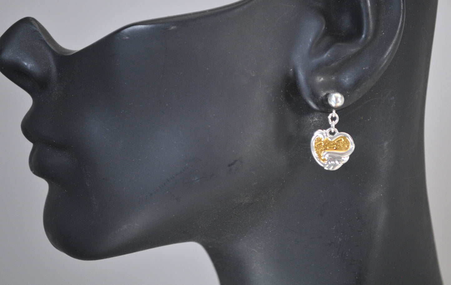 Gorham Sterling Silver Footprints in the Sand Heart Earrings
