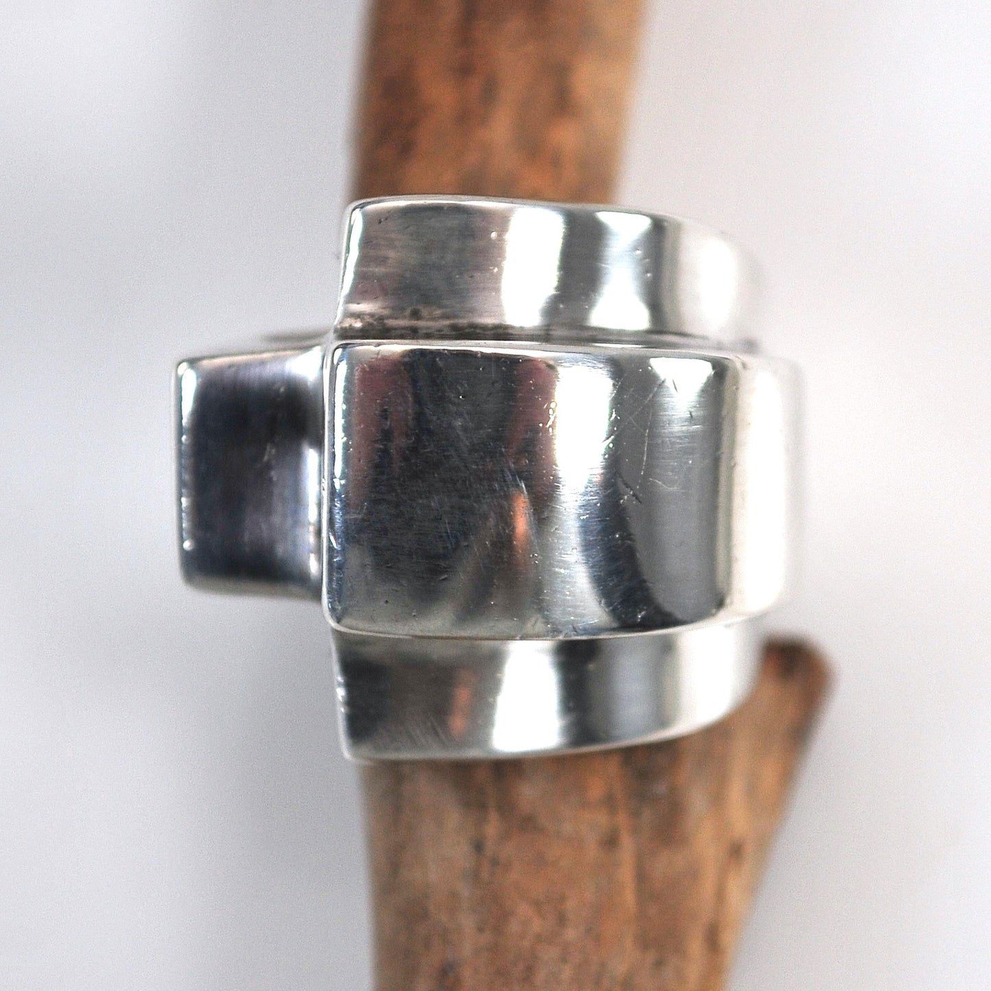 Chunky Vintage Sterling Silver Modernist Ring