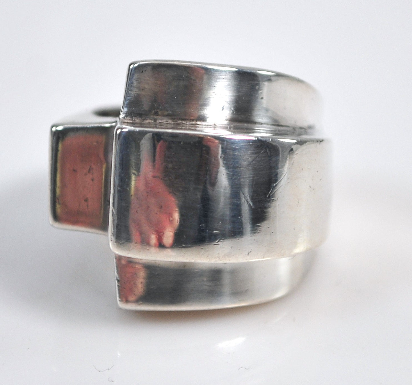 Chunky Vintage Sterling Silver Modernist Ring