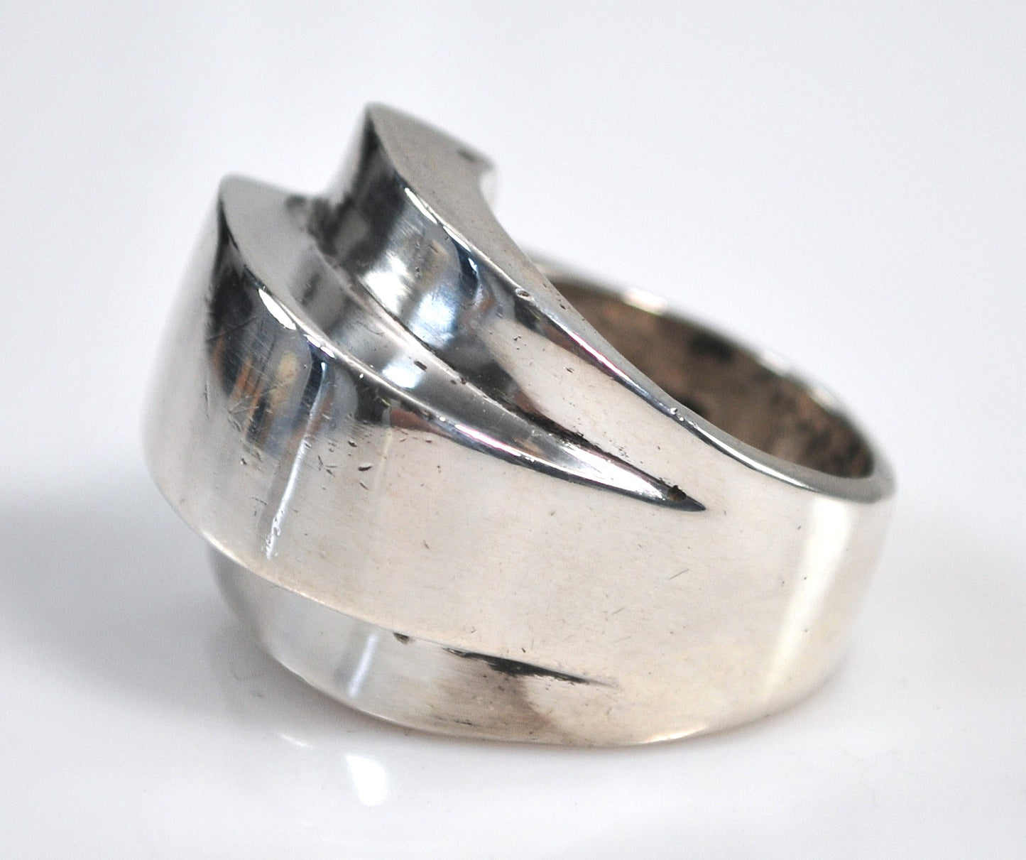 Chunky Vintage Sterling Silver Modernist Ring