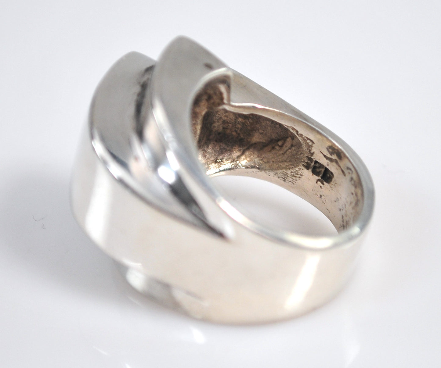 Chunky Vintage Sterling Silver Modernist Ring