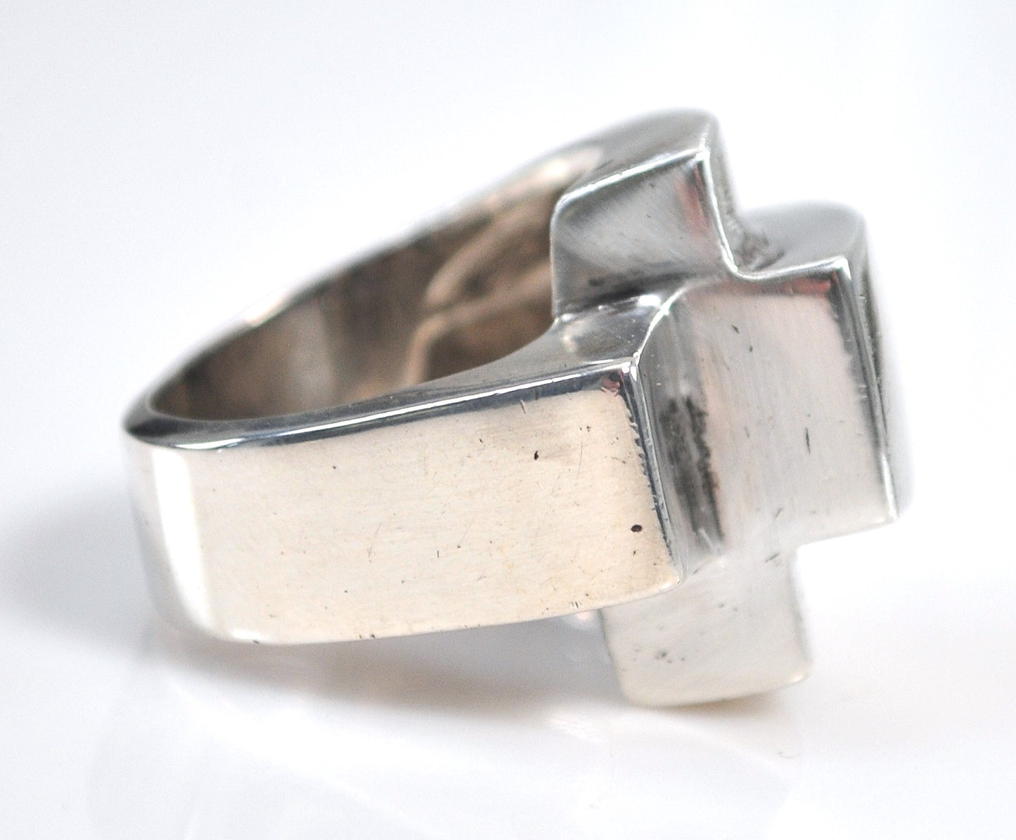Chunky Vintage Sterling Silver Modernist Ring