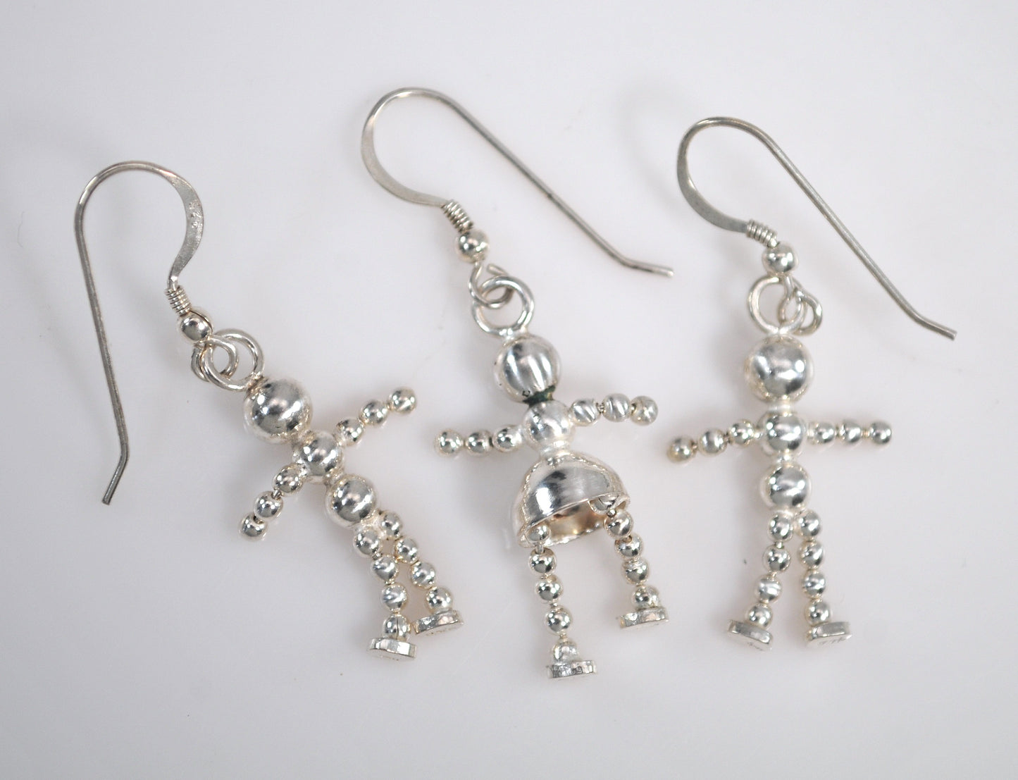 Signed Sterling Silver Boy Girl Figure Earrings