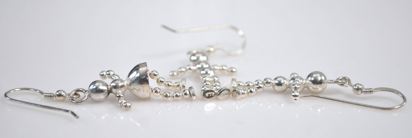 Signed Sterling Silver Boy Girl Figure Earrings