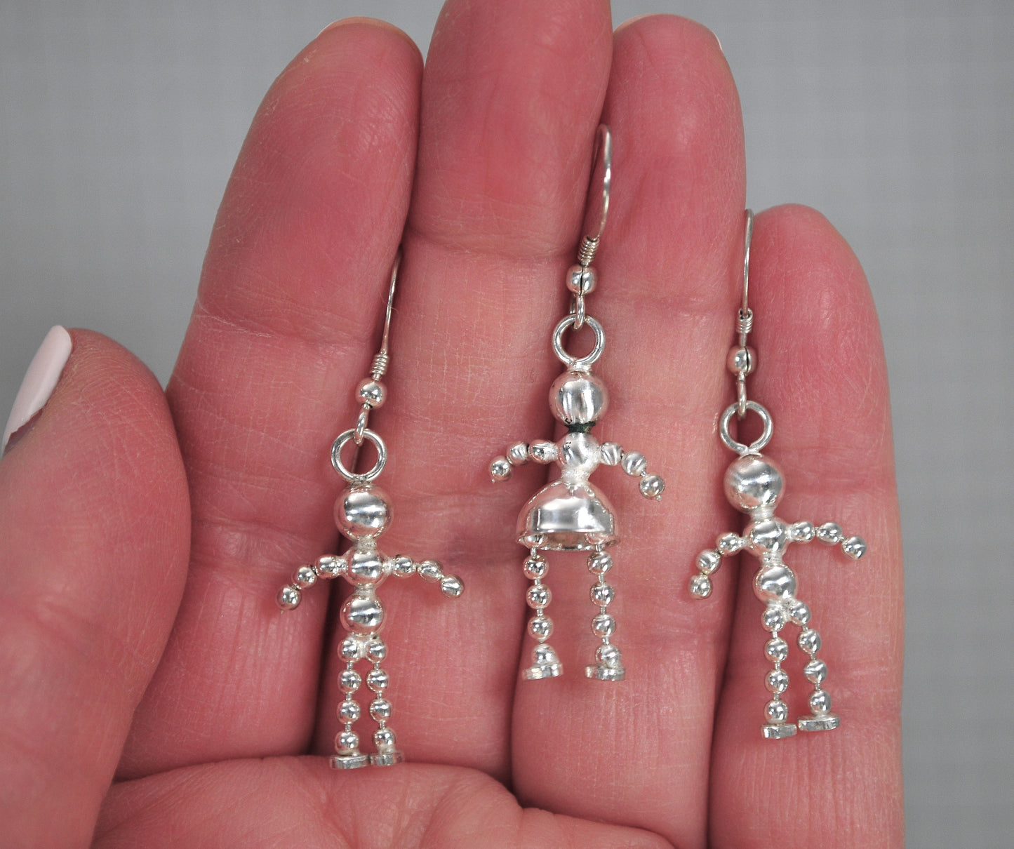 Signed Sterling Silver Boy Girl Figure Earrings