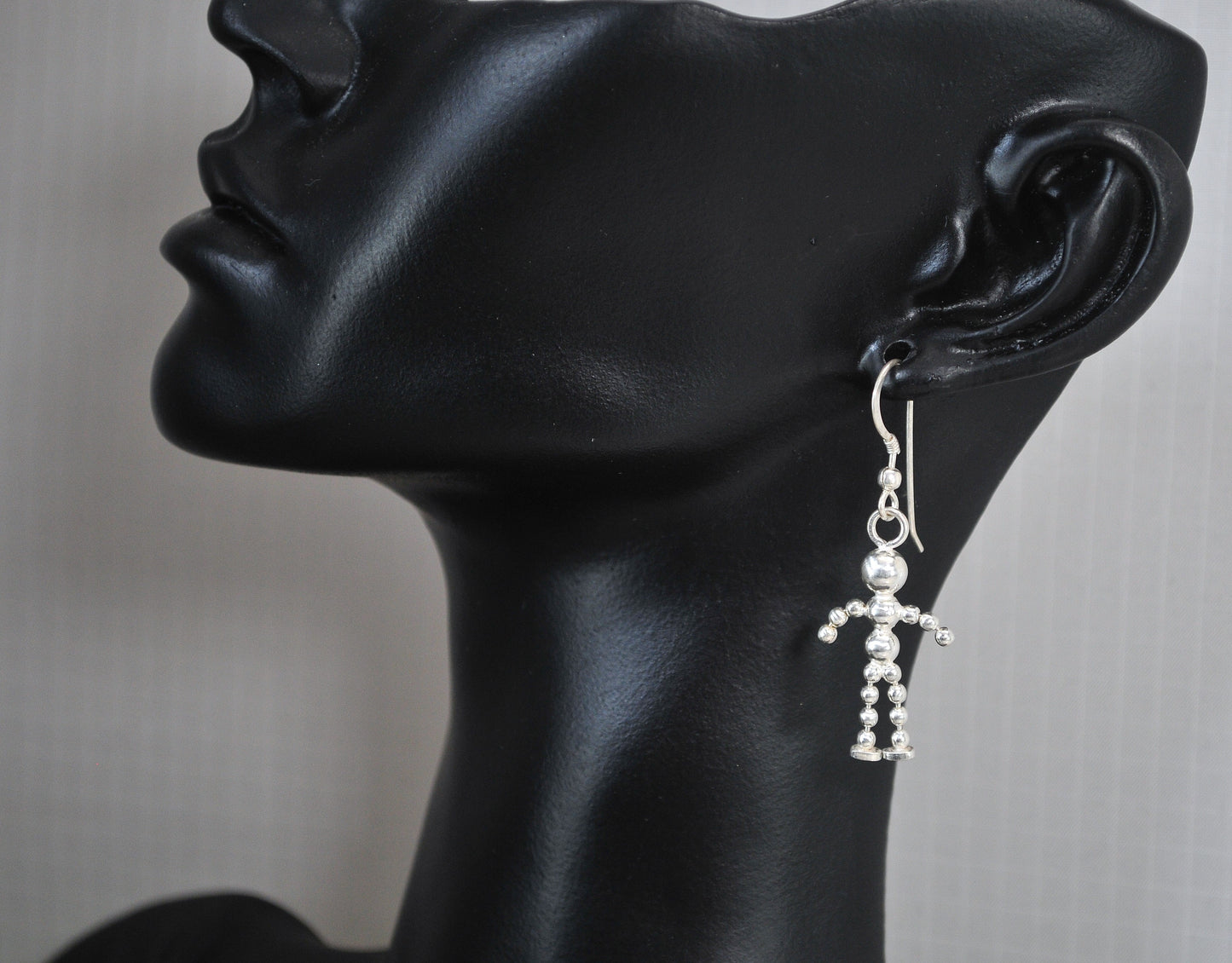 Signed Sterling Silver Boy Girl Figure Earrings