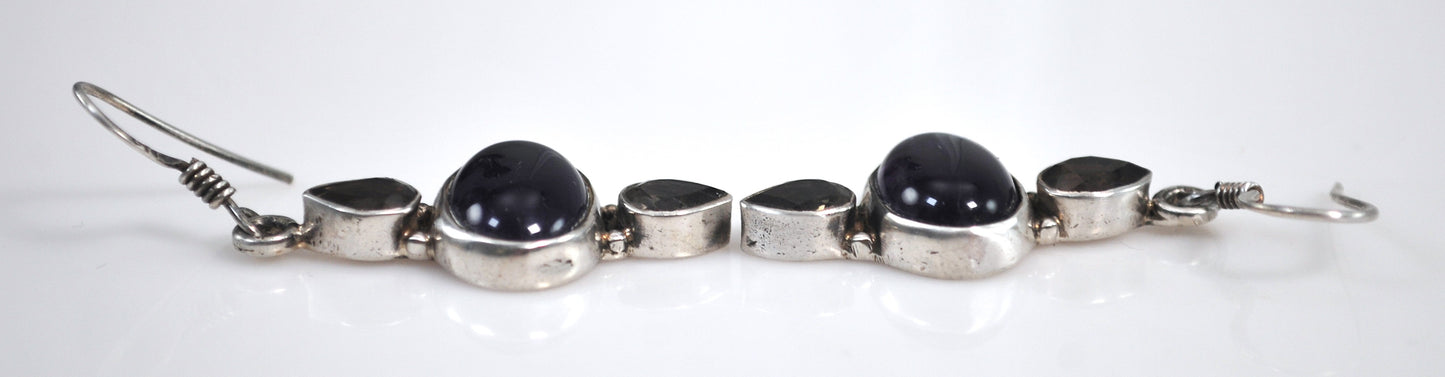 Sterling Silver Amethyst Smoky Quartz Earrings