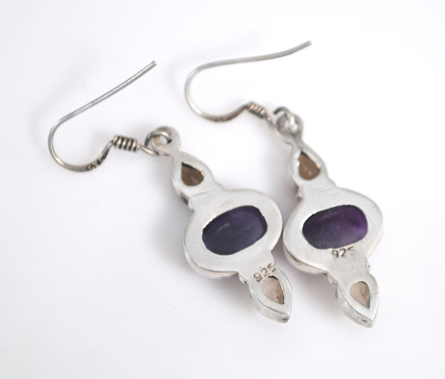 Sterling Silver Amethyst Smoky Quartz Earrings