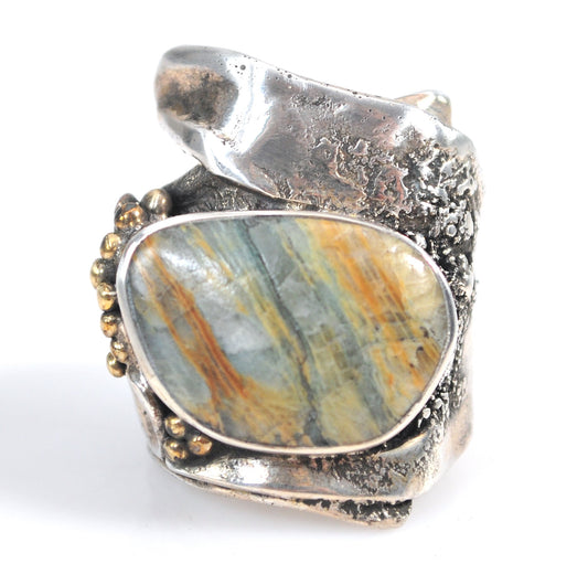 Artisan Sterling Silver Chunky Agate Ring