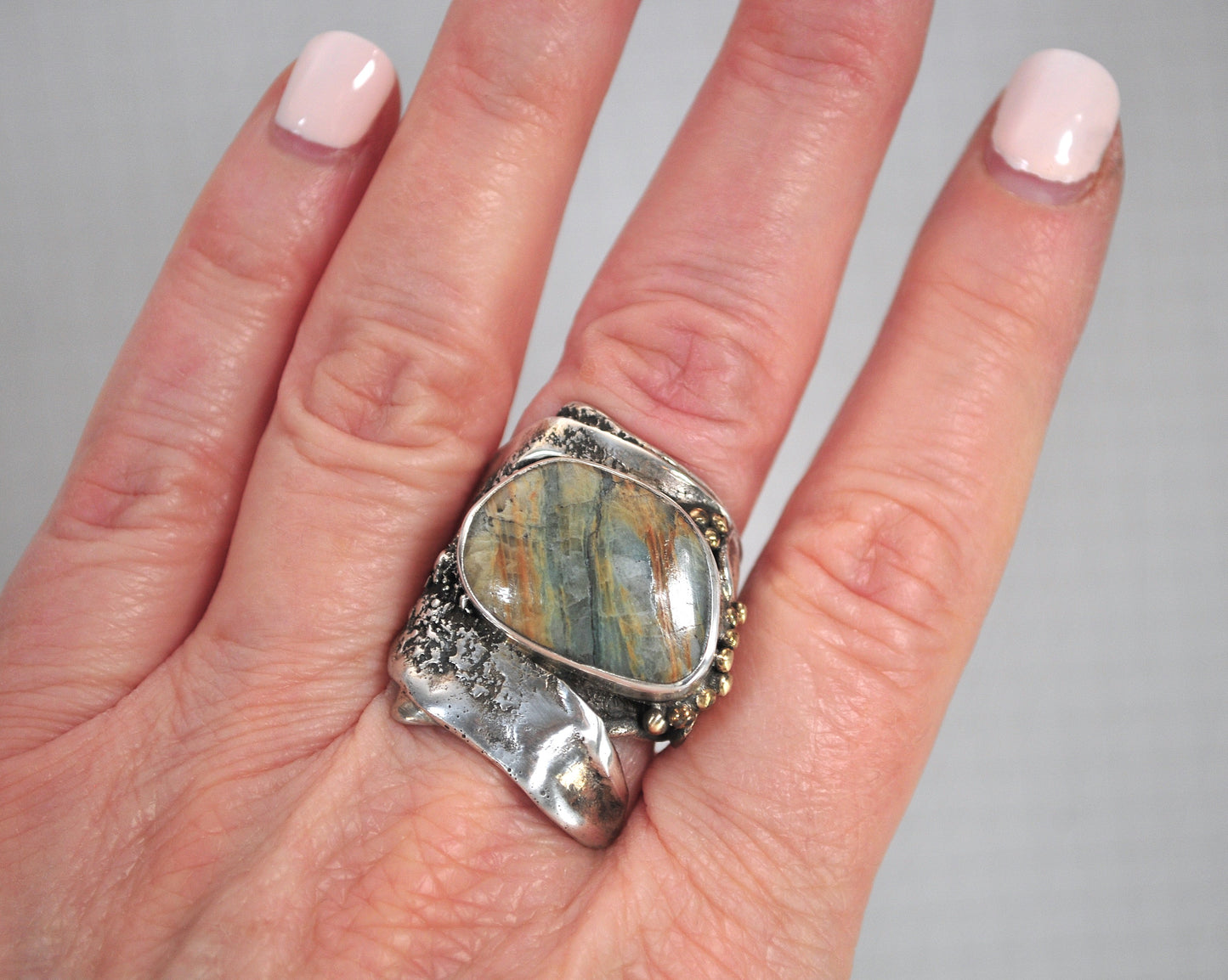 Artisan Sterling Silver Chunky Agate Ring