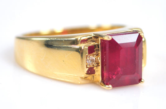 Gents Gold over Sterling Silver Ruby Ring