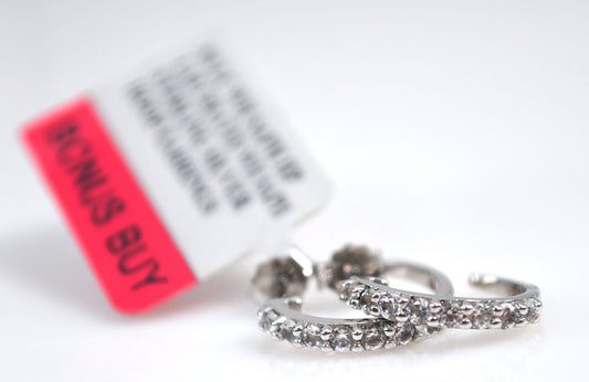 Small Sterling Silver Lab White Sapphire Earrings