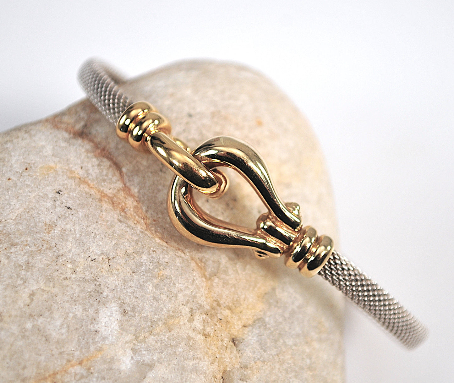 JTL Sterling Silver 14K Gold Hook Bangle Bracelet