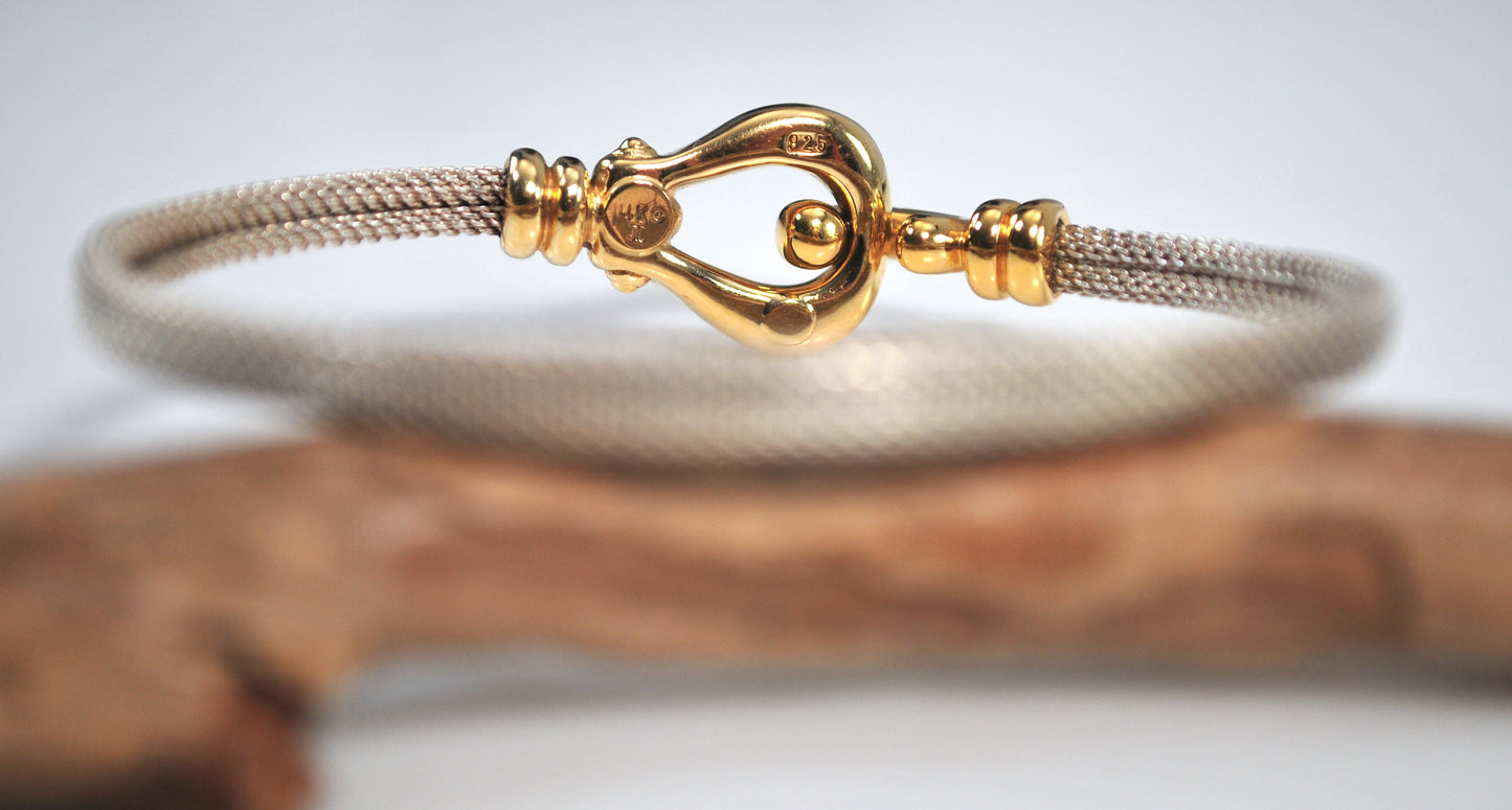JTL Sterling Silver 14K Gold Hook Bangle Bracelet