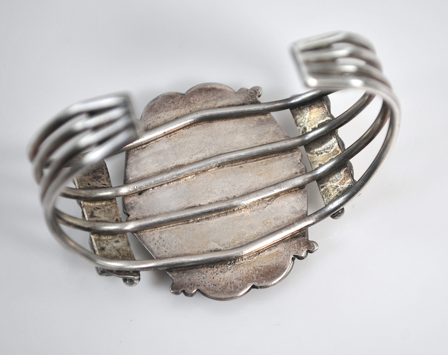 Native American Sterling Silver Petrified Wood Cuff Bracelet