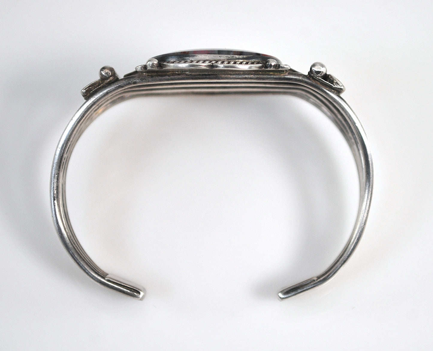 Native American Sterling Silver Petrified Wood Cuff Bracelet