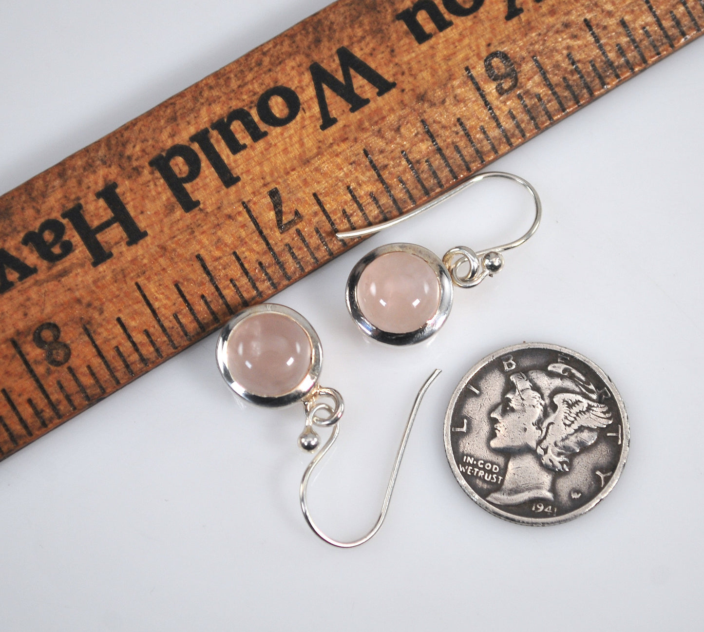 Sterling Silver Rose Quartz Drop Earrings