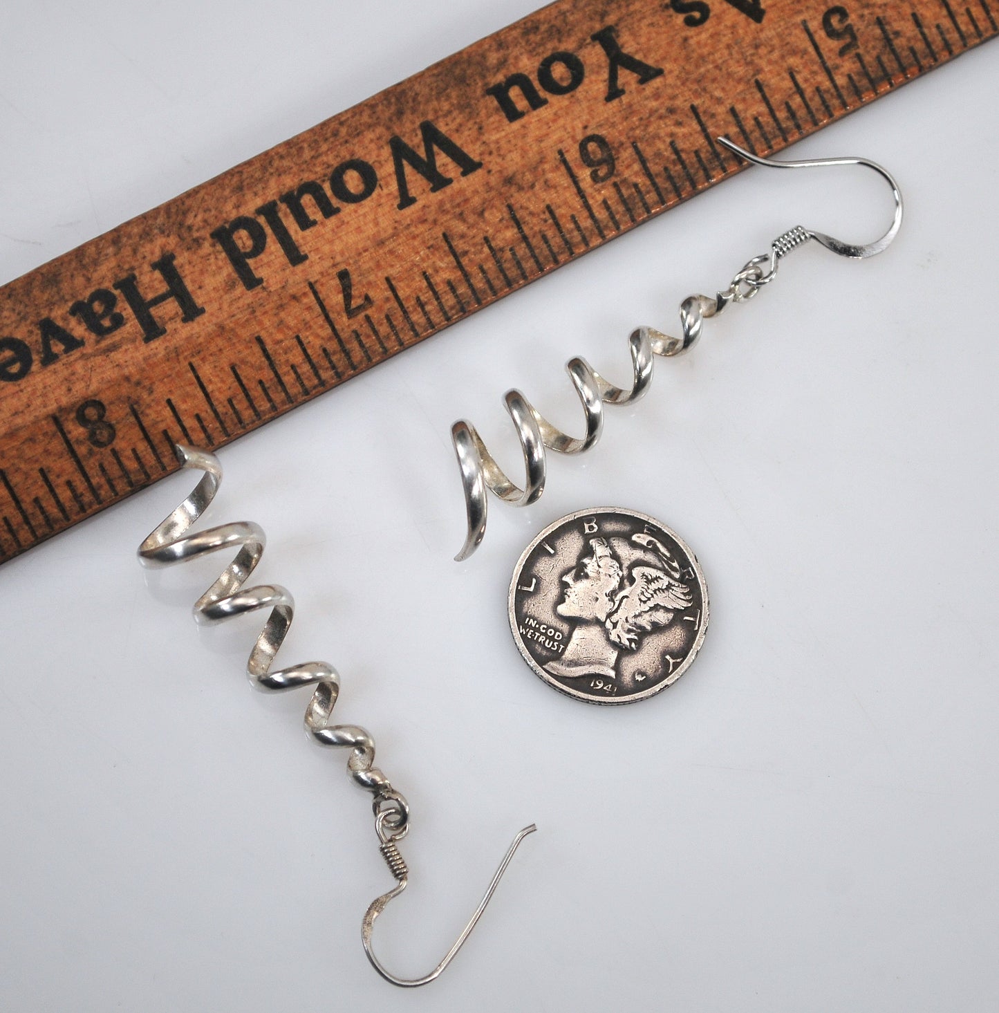 Sterling Silver Spiral Dangle Earrings