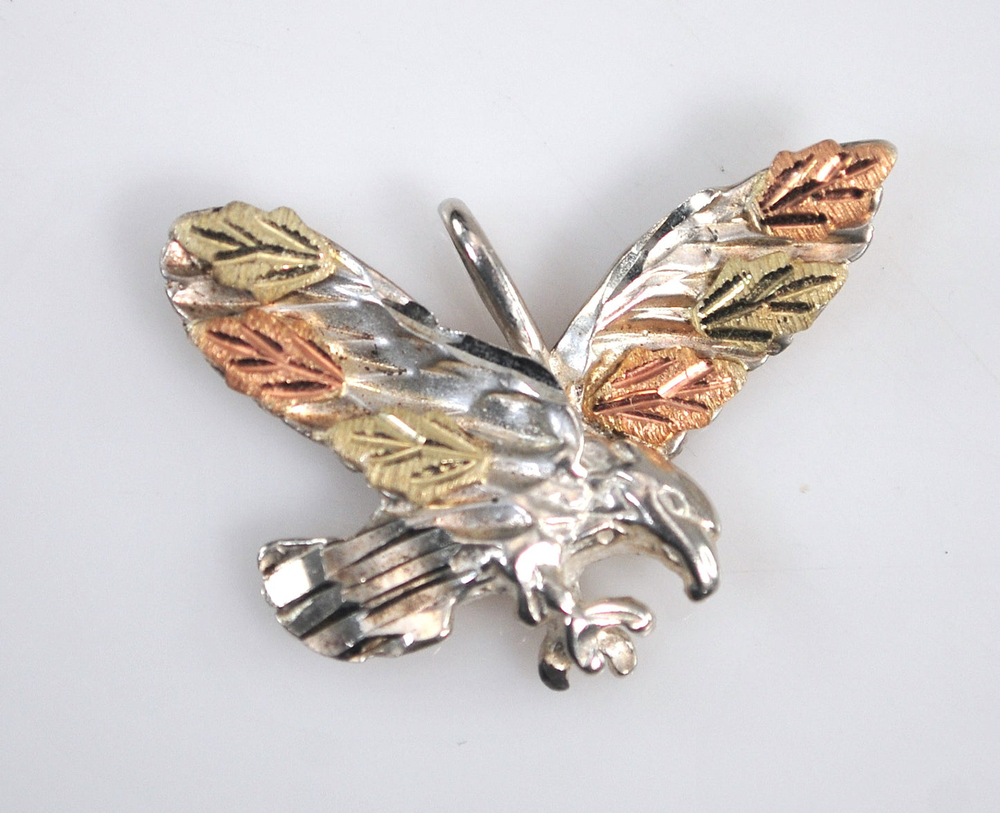 Sterling Silver 12K Gold Eagle Charm Pendant