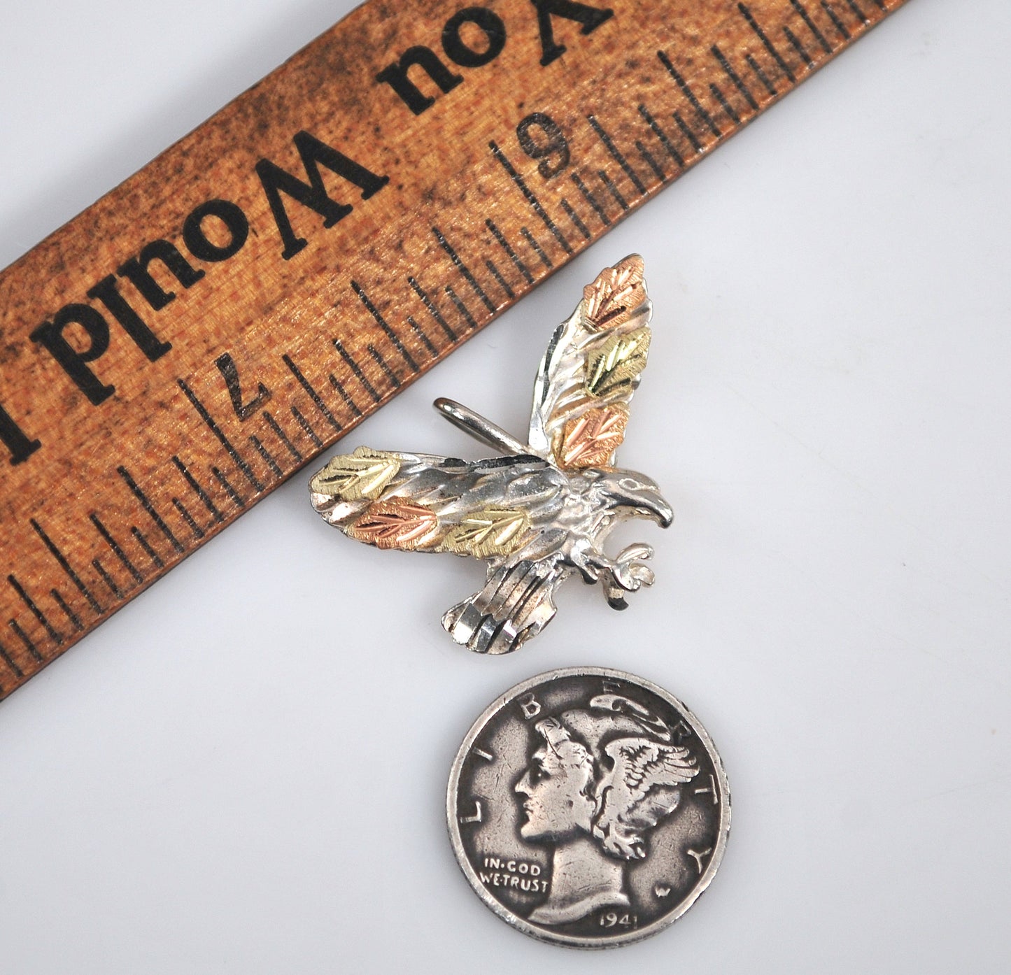 Sterling Silver 12K Gold Eagle Charm Pendant
