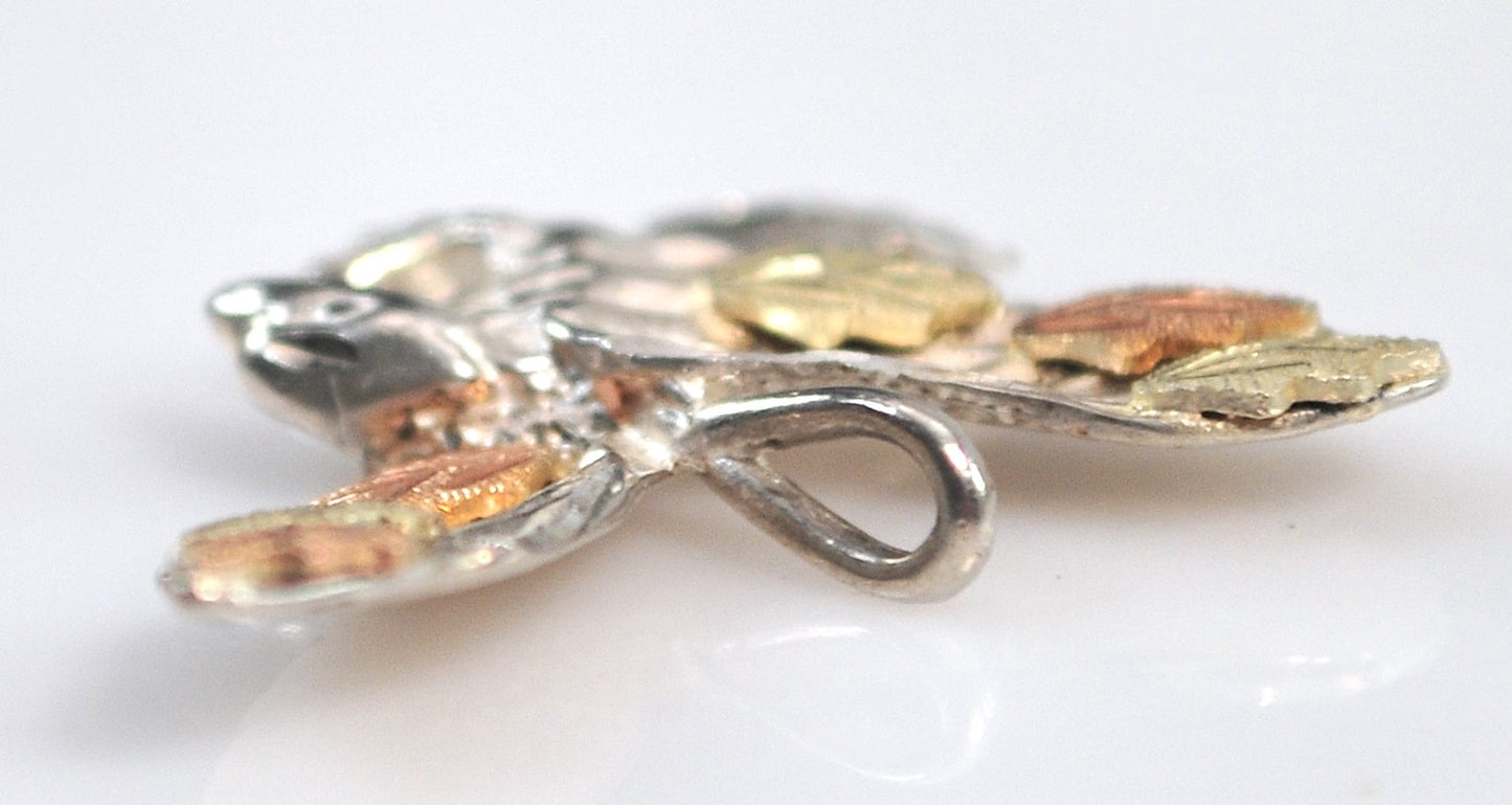 Sterling Silver 12K Gold Eagle Charm Pendant