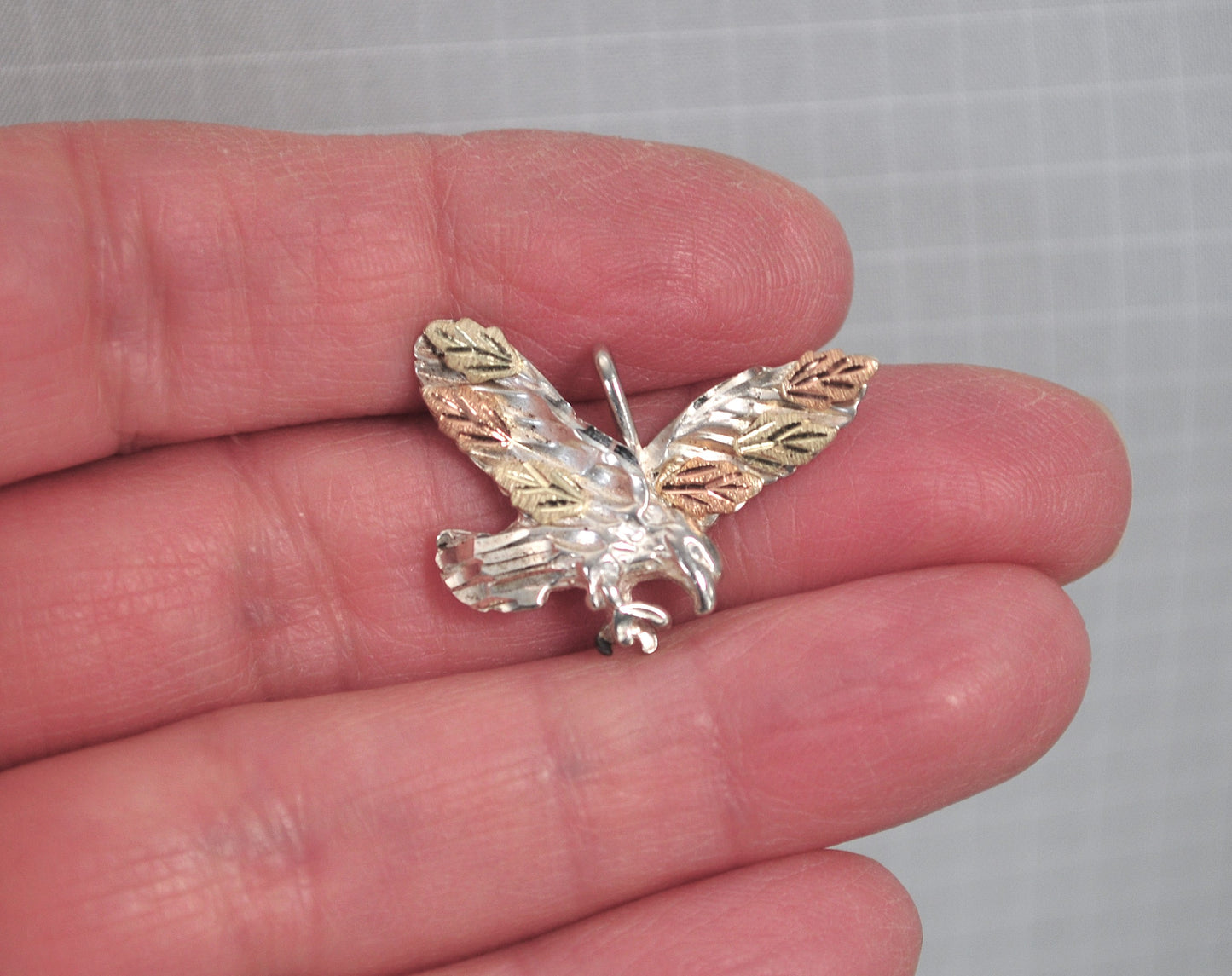 Sterling Silver 12K Gold Eagle Charm Pendant