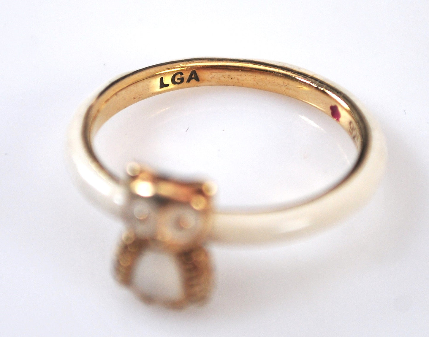 Signed Enamel and Gold over Sterling Silver Owl Ring