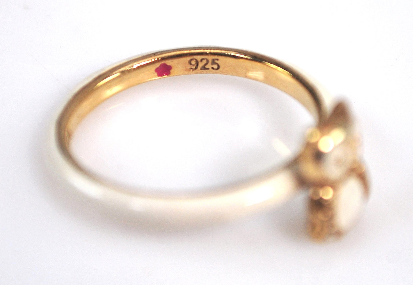 Signed Enamel and Gold over Sterling Silver Owl Ring