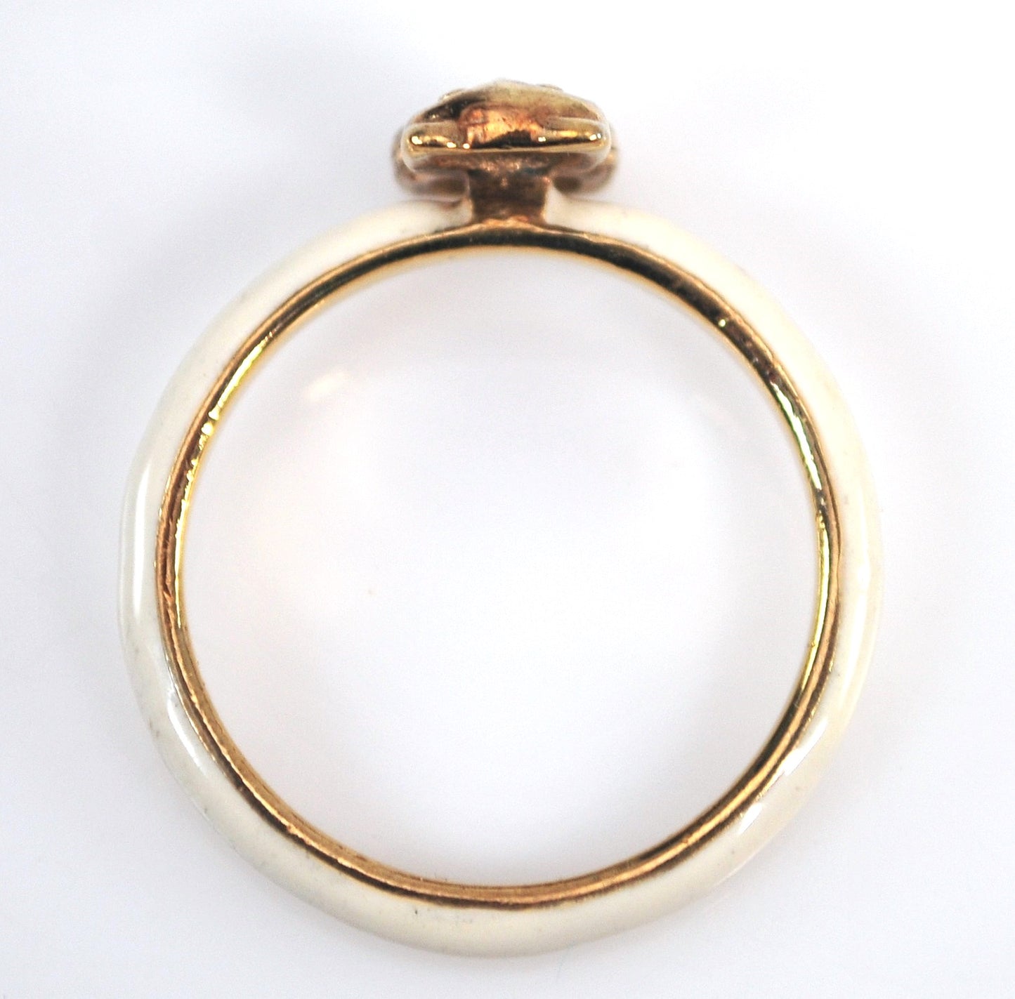 Signed Enamel and Gold over Sterling Silver Owl Ring