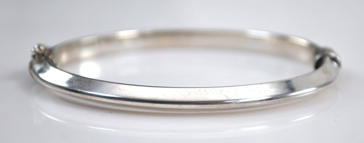 Sterling Silver Hollow Spring Hinge Bangle Bracelet