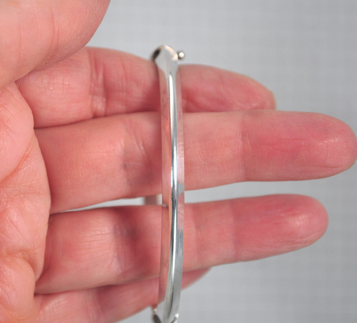 Sterling Silver Hollow Spring Hinge Bangle Bracelet