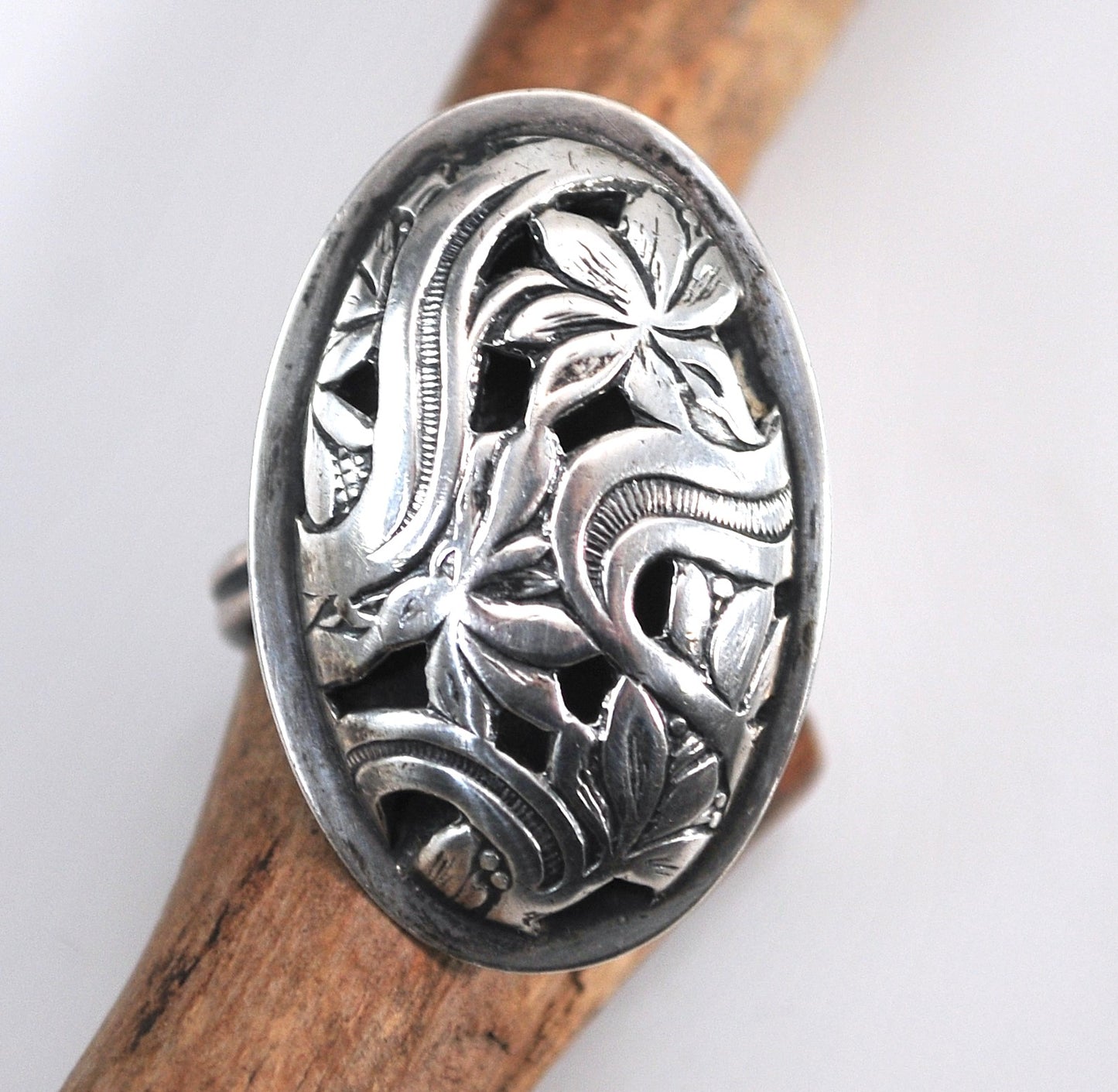 Adjustable Beau Sterling Silver Floral Ring
