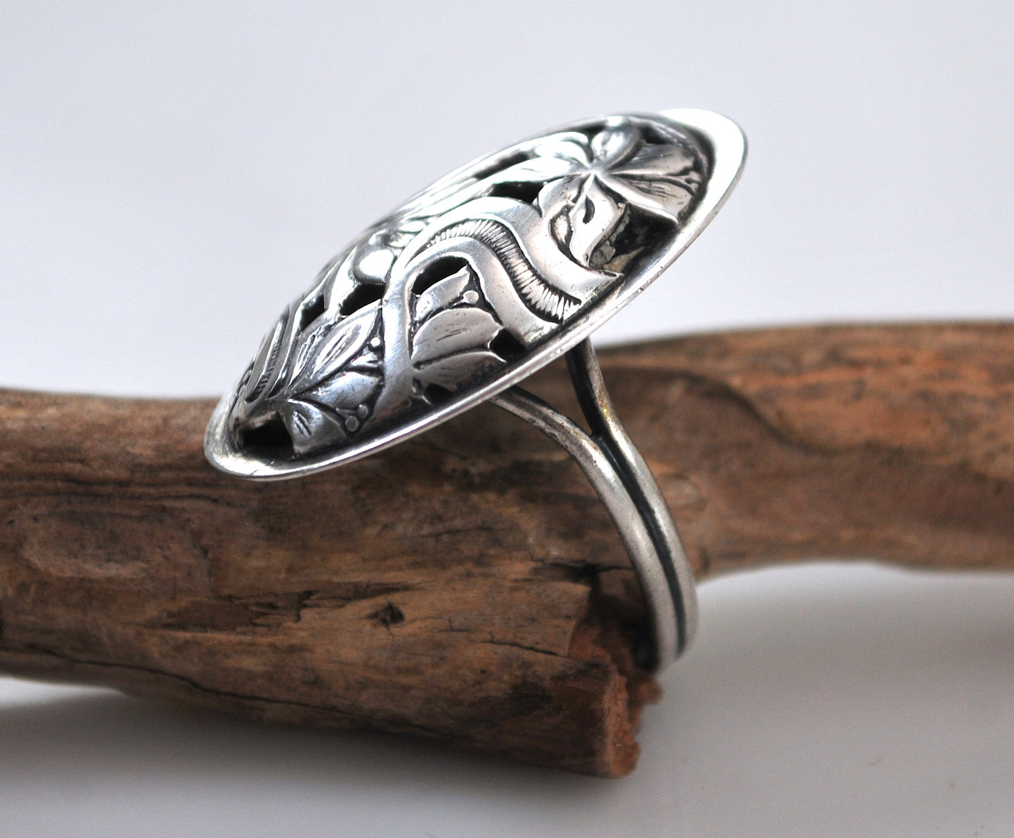 Adjustable Beau Sterling Silver Floral Ring