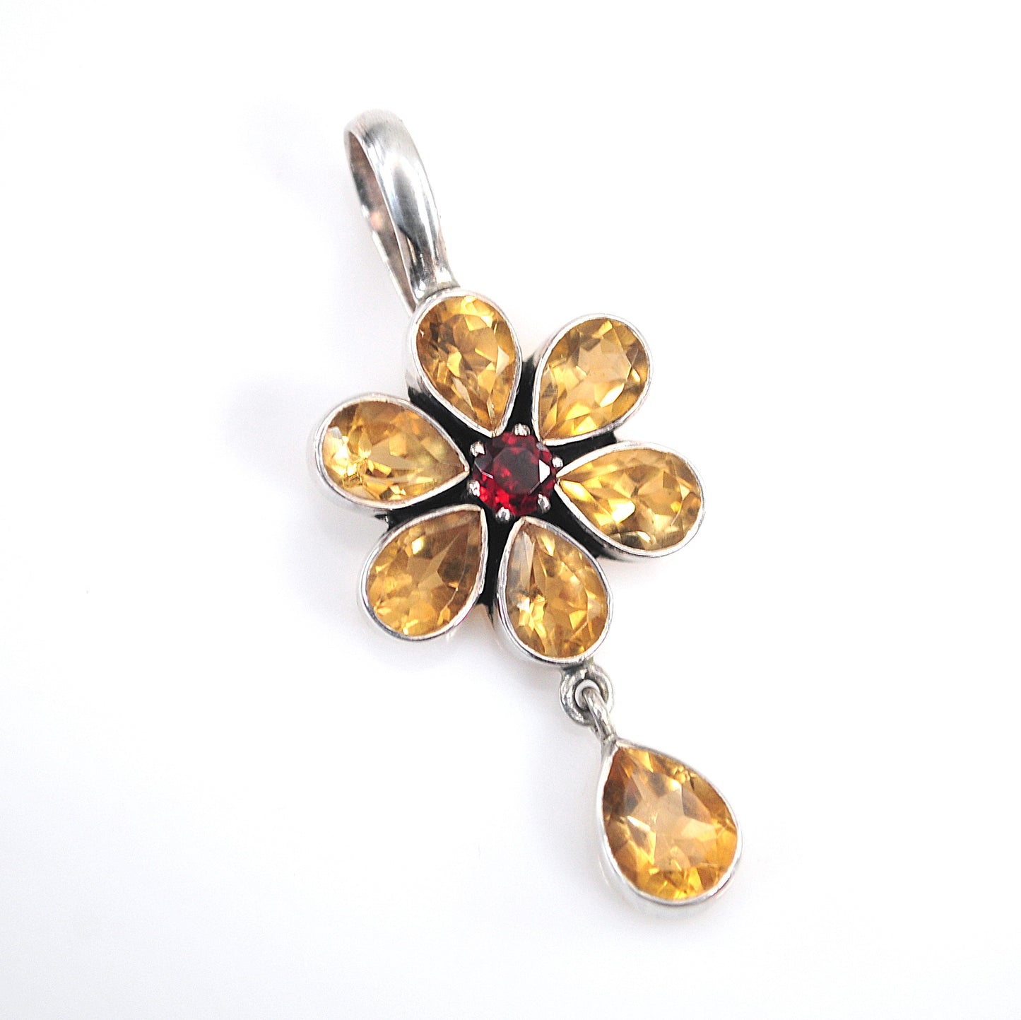 Doug Paulus Sterling Silver Citrine Flower Enhancer Pendant