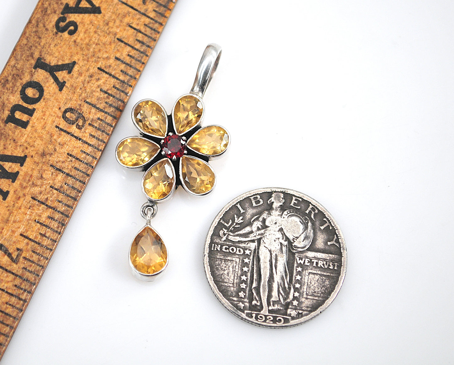 Doug Paulus Sterling Silver Citrine Flower Enhancer Pendant