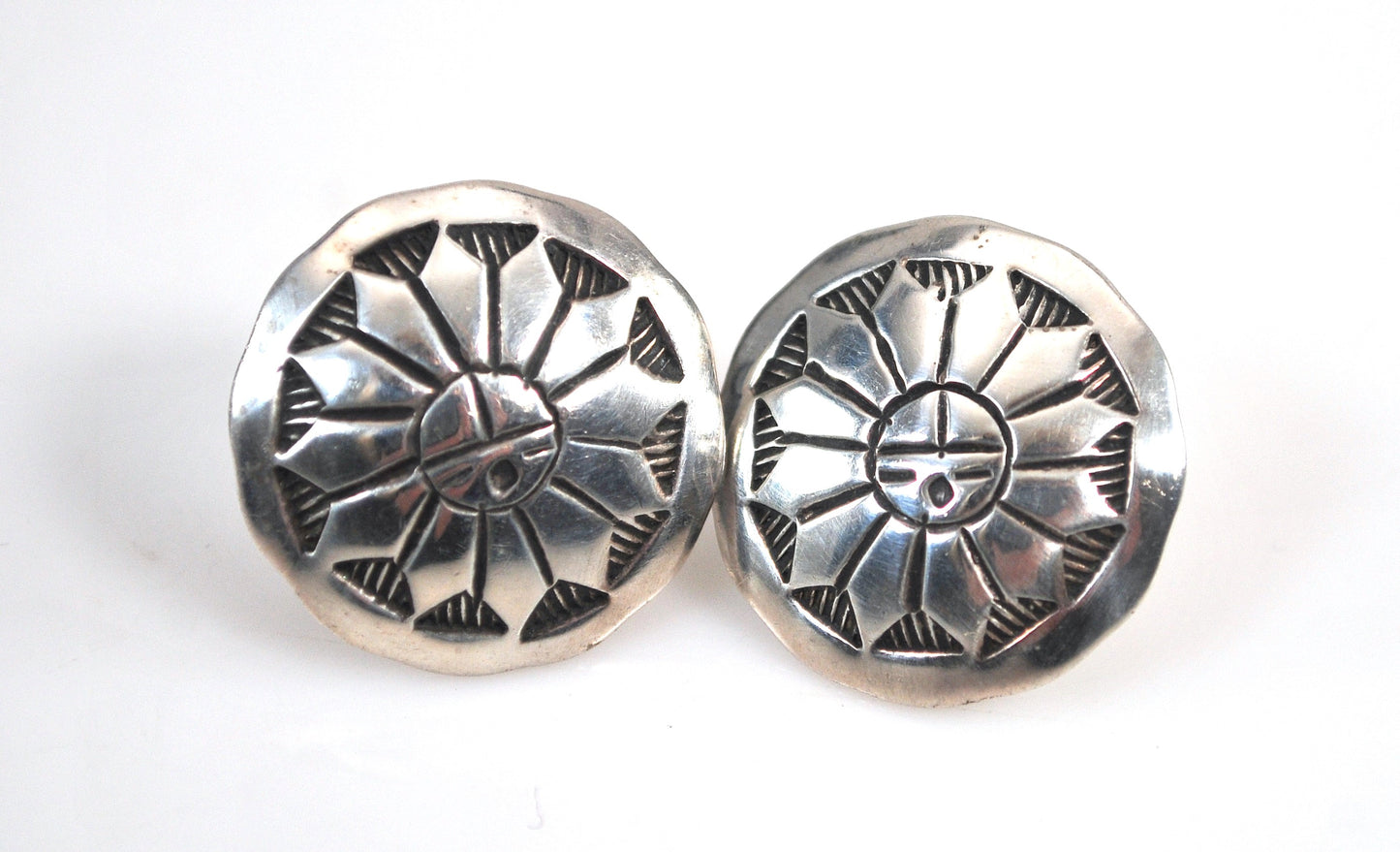 Alvin Toadacheene Sterling Silver Sunface Earrings