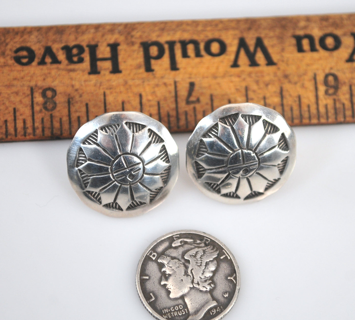 Alvin Toadacheene Sterling Silver Sunface Earrings