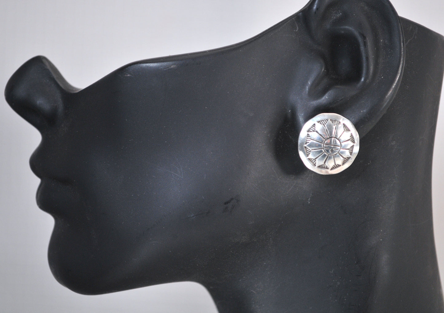 Alvin Toadacheene Sterling Silver Sunface Earrings