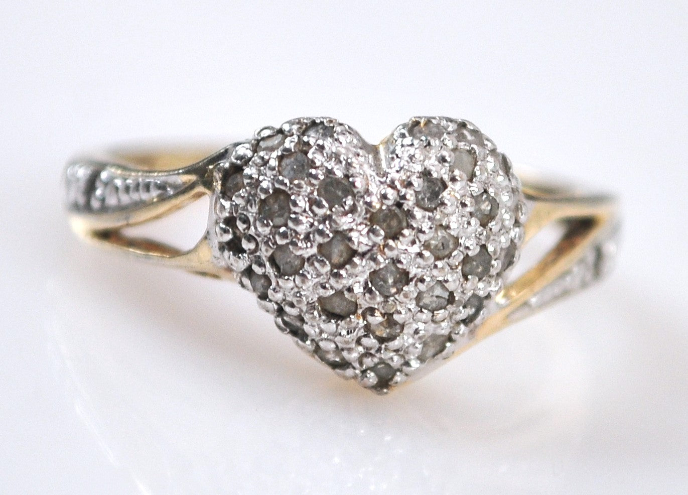 Gold over Sterling Silver Genuine Diamond Heart Ring