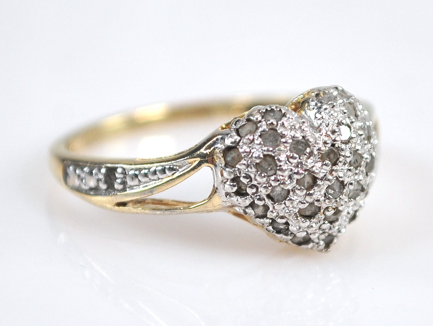 Gold over Sterling Silver Genuine Diamond Heart Ring