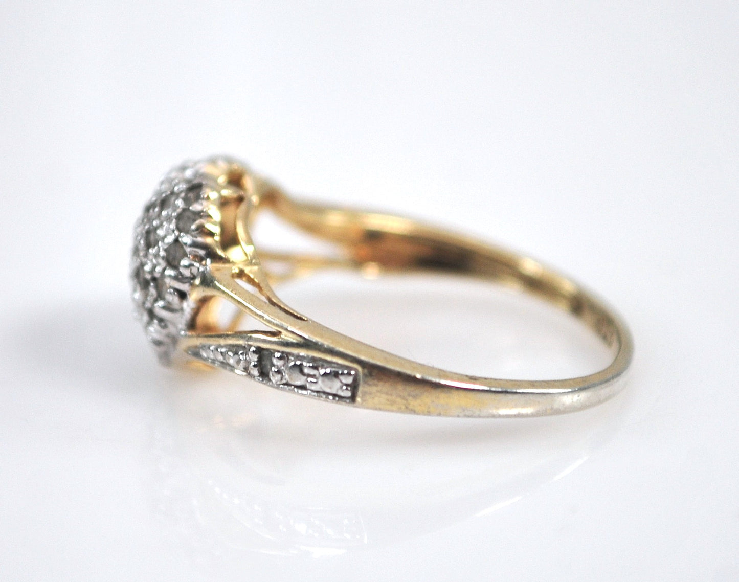 Gold over Sterling Silver Genuine Diamond Heart Ring