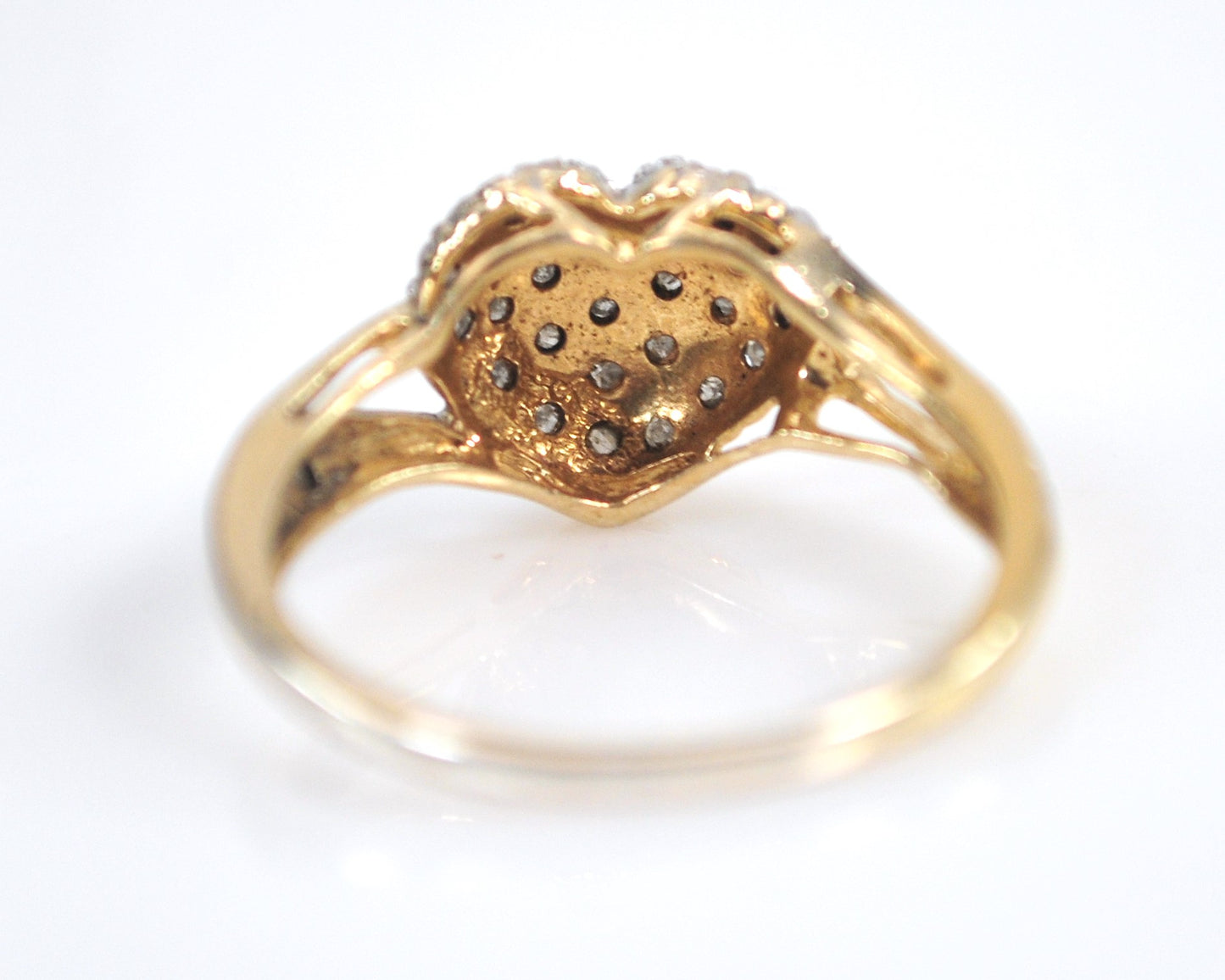 Gold over Sterling Silver Genuine Diamond Heart Ring