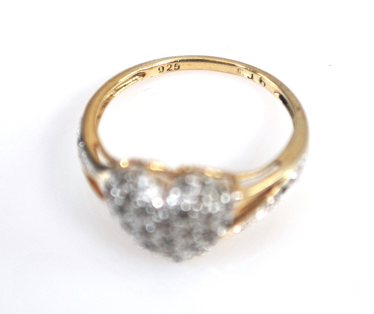 Gold over Sterling Silver Genuine Diamond Heart Ring