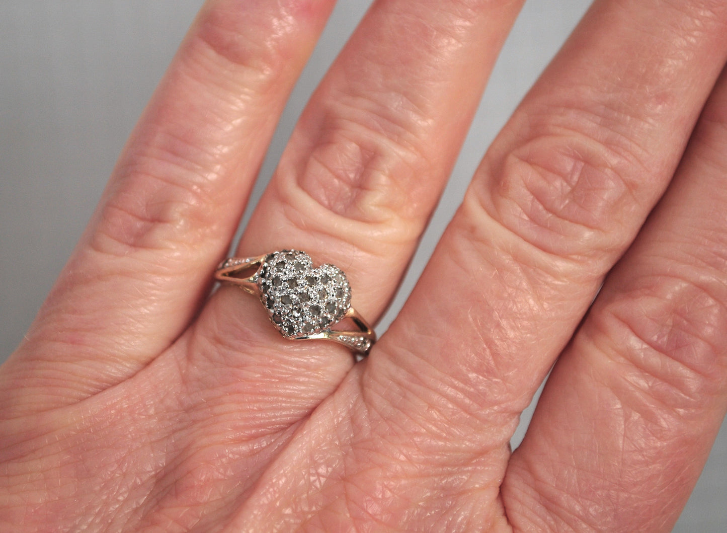 Gold over Sterling Silver Genuine Diamond Heart Ring