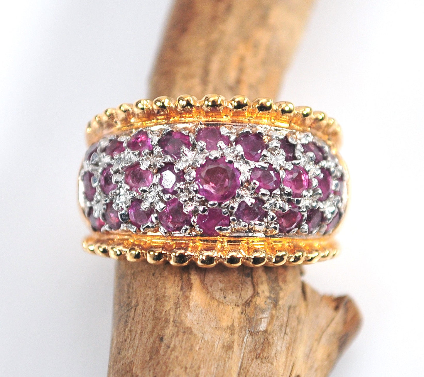 Designer Gold Over Sterling Silver Ruby Band Ring