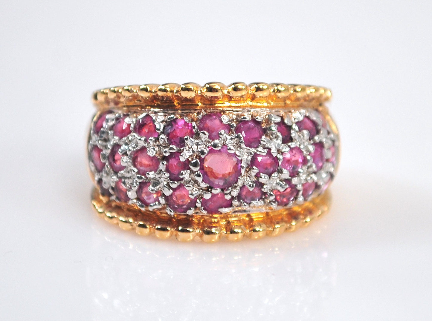 Designer Gold Over Sterling Silver Ruby Band Ring
